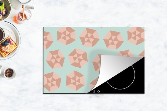 KitchenYeah® Inductie beschermer 80.2x52.2 cm - Zomer - Parasols - Lichtblauw - Kookplaataccessoires - Afdekplaat voor kookplaat - Inductiebeschermer - Inductiemat - Inductieplaat mat