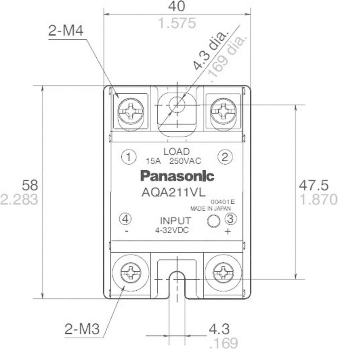 Panasonic Halfgeleiderrelais AQA611VL 40 A Schakelspanning (max.): 250 V/AC Schakelend bij overbelasting 1 stuk(s)