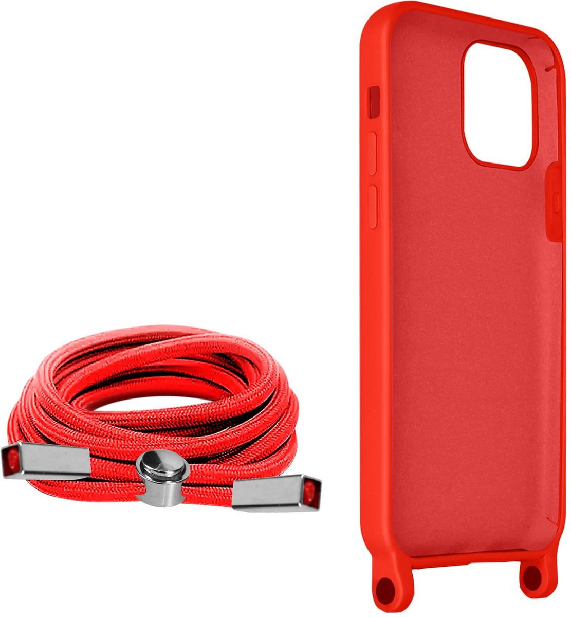 Geschikt voor Apple iPhone 12 Pro Max Koord Hoesje Semi-rigide Nekkoord 80cm rood