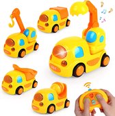 5 op 1 Constructie Speelgoedvoertuigen -Voertuigen Auto Met Licht ＆ Muziek - Afstand Bestuurd Graafmachine Speelgoed - Jongens Meisjes - Peuter Speelgoed Vanaf 2 Jaar