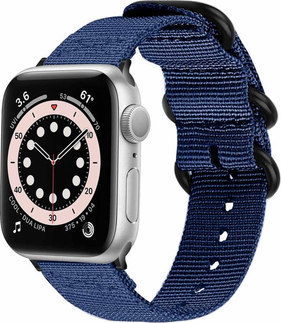 iMoshion Bandje Geschikt voor Apple Watch Bandje Series 1 / 2 / 3 / 4 / 5 / 6 / 7 / 8 / 9 / SE - 38 / 40 / 41 mm - iMoshion Nylon band - Donkerblauw