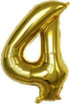 Cijferballon XL 4 - Goud - Feestversiering - 81 cm