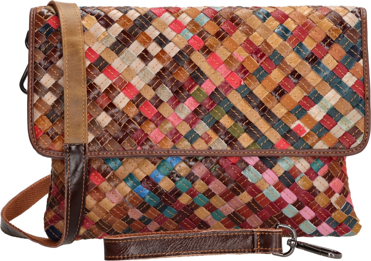 No label Multi leer Clutch/avondtasje - Multi