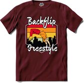 Backflip Freestyle | Free Running - Free Runner - T-Shirt - Unisex - Burgundy - Maat XXL
