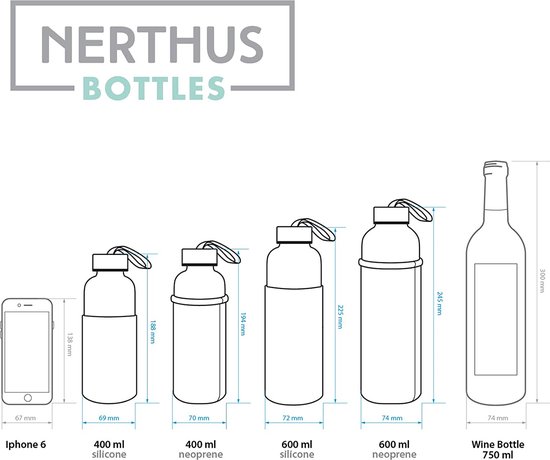 glazen fles zwart 400 ml neopreen hoes glas