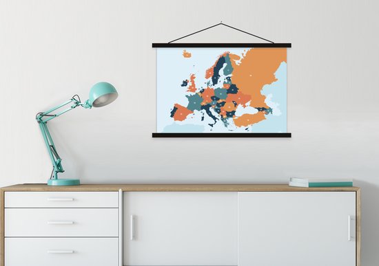 Affiche scolaire - Carte - Europe - Oranje - 90x60 cm - Lattes noires