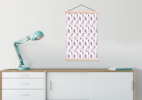 Porte-affiche avec affiche - Affiche scolaire - Fleurs - Violet - Motif - 60x90 cm - Lattes vierges