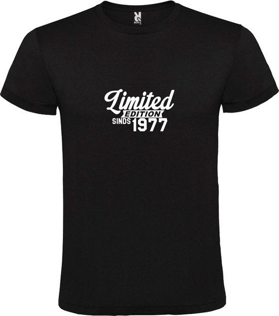 Zwart T-Shirt met “Limited sinds 1977 “ Afbeelding Wit Size XS
