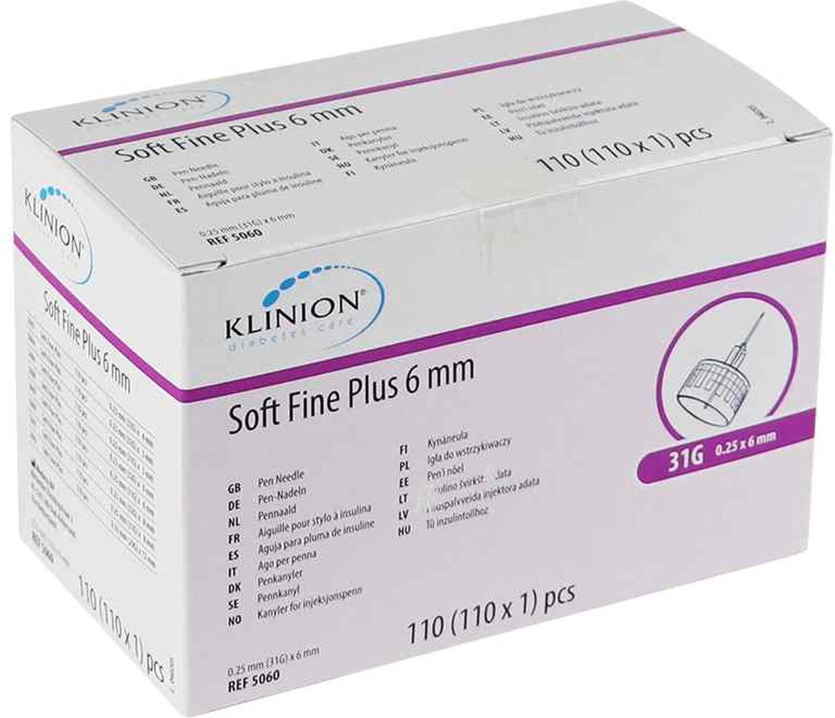 Klinion Diabetes Care Soft fine Plus pennaalden 0,25mm (31G) x 6mm