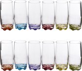 Secret de Gourmet Drinkglazen/waterglazen - 12x stuks - 380 ml - kleurenmix
