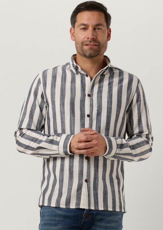 Anerkjendt Akleif L/s Stripe Shirt - met lange mouwen - Heren Donkerblauw - Maat XL