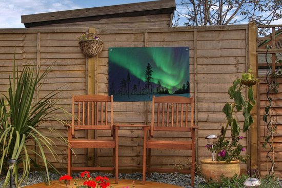 Northern Lights above Sweden Garden poster 60x40 cm - petit - Toile de jardin / Toile d'extérieur / Peintures d'extérieur (décoration de jardin)