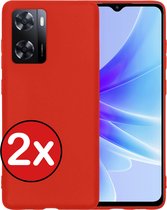 Hoesje Geschikt voor OPPO A57s Hoesje Siliconen Case Hoes - Hoes Geschikt voor OPPO A57s Hoes Cover Case - Rood - 2 PACK