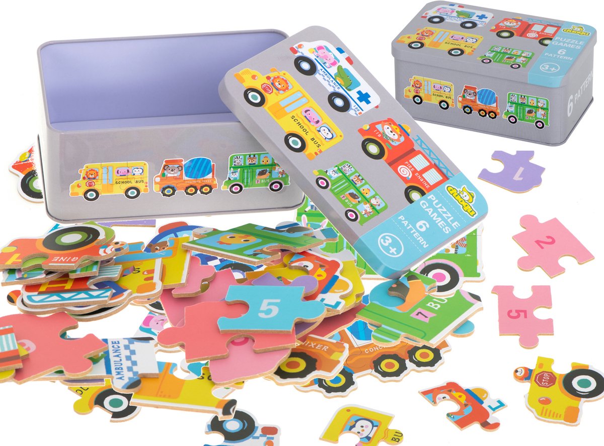 Educatieve Puzzel Voertuigen in Blik - 30 Stuks