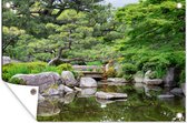 Tuindecoratie Japans - Natuur - Water - Stenen - Bomen - 60x40 cm - Tuinposter - Tuindoek - Buitenposter