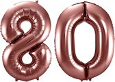 Folat Folie ballonnen - 80 jaar cijfer - brons - 86 cm - leeftijd feestartikelen