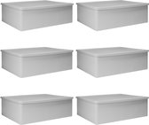 QUVIO Kast Organizer - Set van 6 - Opbergdoos - Opbergboxen - Met vakken - Lade Organizer - Opbergen - Opruimen - Kunststof - Grijs - 24 x 32 x 9 cm