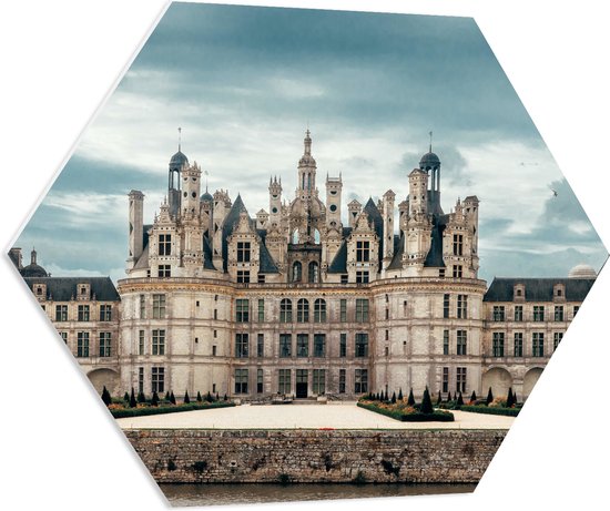 WallClassics - Plaque Mousse PVC Hexagone - Kasteel de Chambord - France - 70x60,9 cm Photo sur Hexagone (Avec Système d'accrochage)