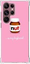Silicone Hoesje Geschikt voor Geschikt voor Samsung Galaxy S23 Ultra Telefoonhoesje met doorzichtige rand Nut Boyfriend