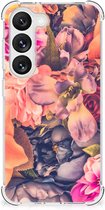 Silicone Case Geschikt voor Samsung Galaxy S23 Smartphone hoesje met doorzichtige rand Bloemen Boeket