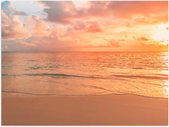 Poster (Mat) - Oceaan met Prachtige Zonsondergang en Brede Horizon - 80x60 cm Foto op Posterpapier met een Matte look