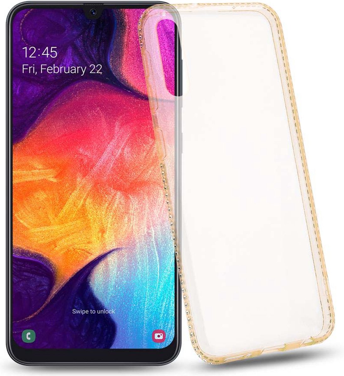Cadorabo Hoesje geschikt voor Samsung Galaxy A50 4G / A50s / A30s in TRANSPARANT GOUD - Beschermhoes gemaakt van flexibel TPU-silicone in een strasontwerp