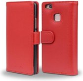 Cadorabo Hoesje voor Huawei P9 LITE 2016 / G9 LITE in INFERNO ROOD - Beschermhoes met magnetische sluiting en 3 kaartsleuven Book Case Cover Etui