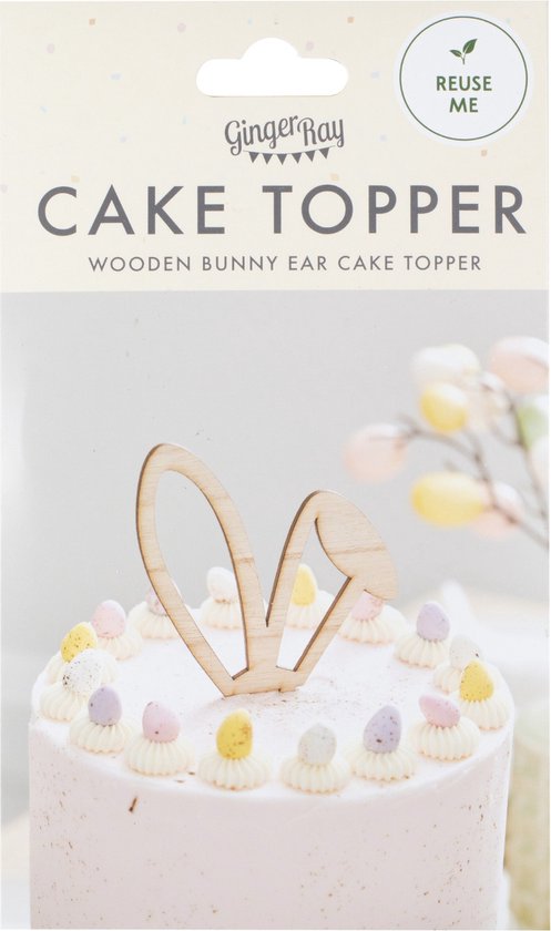 Cake Topper Oreilles de Lapin en Bois Pâques