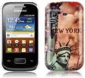 Cadorabo Hoesje voor Samsung Galaxy POCKET met NEW YORK - VRIJHEIDSBEELD opdruk - Hard Case Cover beschermhoes in trendy design