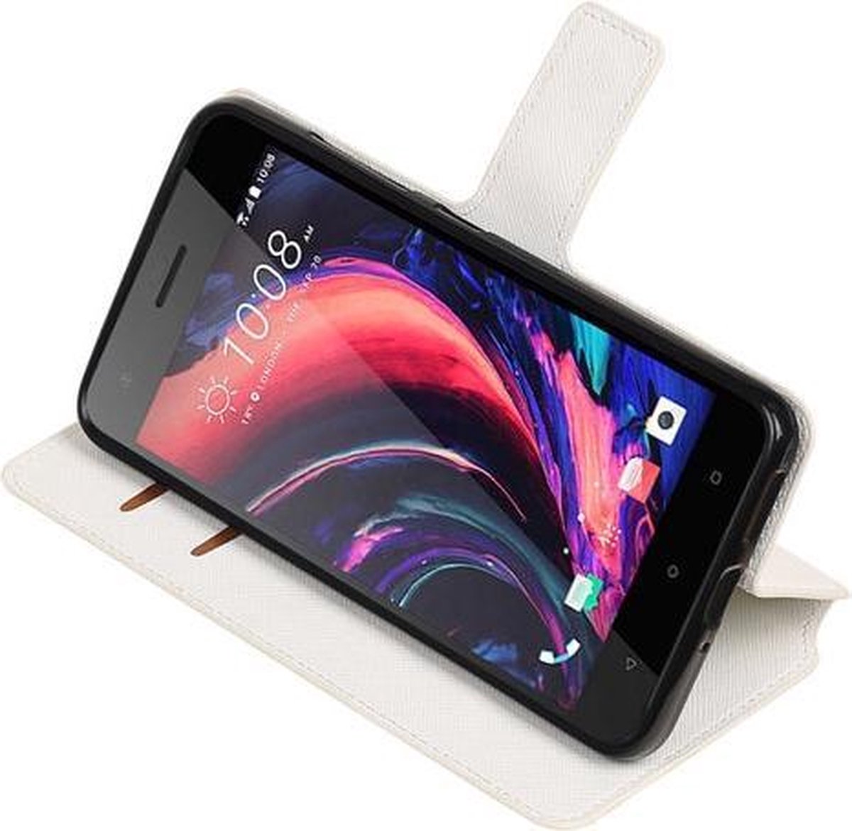 Wit HTC Desire 10 Pro TPU wallet case booktype hoesje HM Book