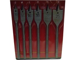 Speedboor / houtboor set 6 delig maat 10 12 16 18 20 en 25 boren