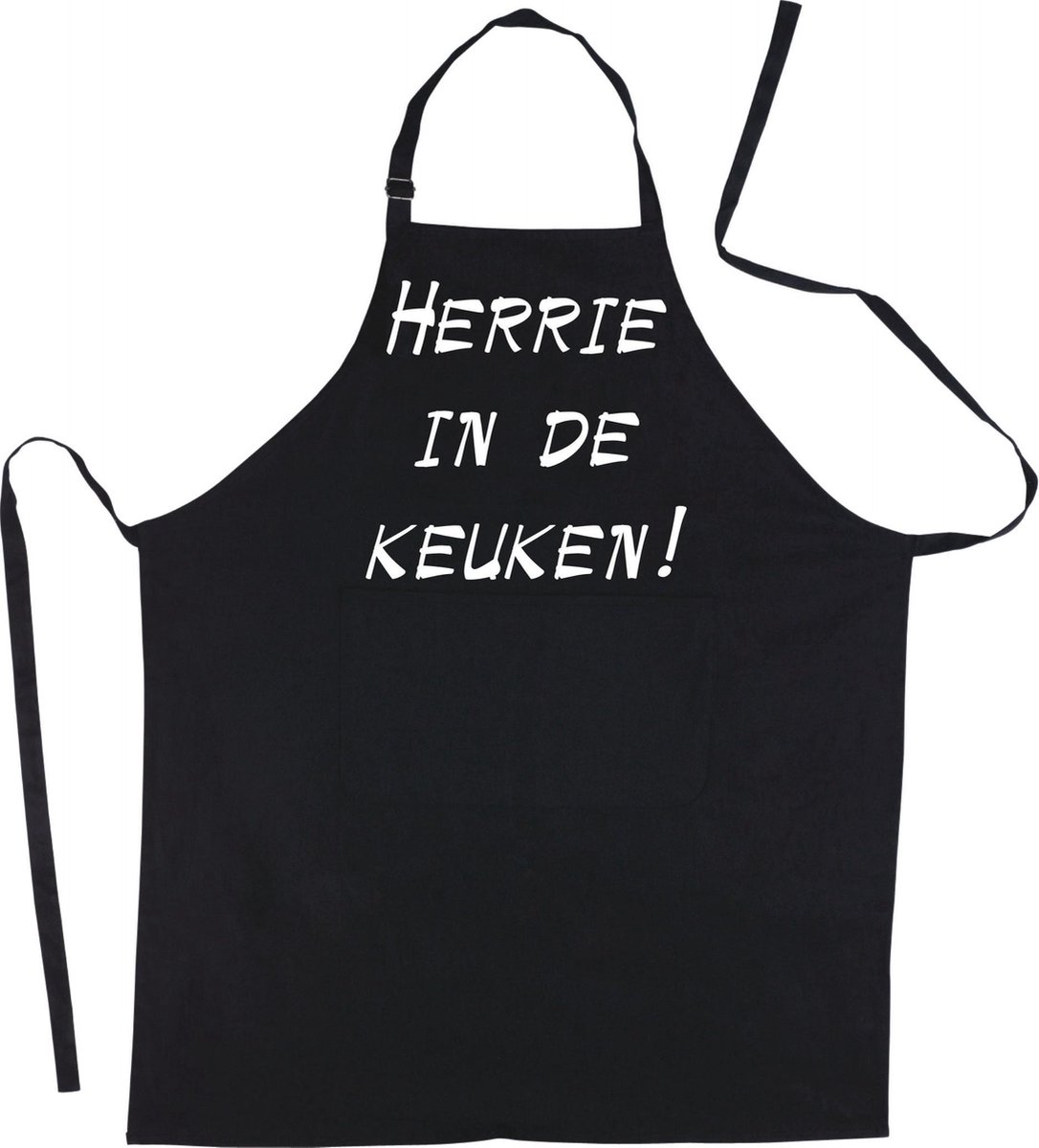 HERRIE IN DE KEUKEN! - Luxe keukenschort met tekst - Zwart