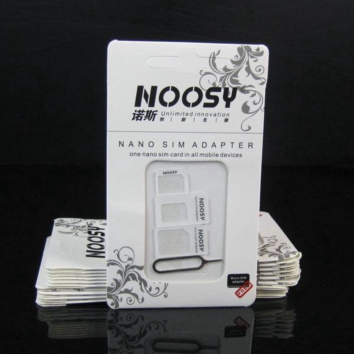 Noosy sim adapter set 4 in 1 inclusief iPhone iPad simkaart tray pin - Merkloos