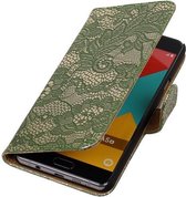 Donker Groen Lace booktype cover hoesje voor Sony Xperia X Performance
