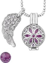 Quiges Engelenroeper 12mm Bolhouder met Ketting 70cm en Bolletje - Dames - Zilverkleurig Bloem - EBS12032
