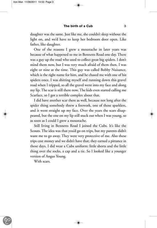 Pagina 3, tekst over jeugd en spinnen, Tony Iommi.