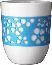 Q-Do Cup Porcelaine - Double paroi - Silicone - Motif floral - Turquoise - Lot de 2 pièces