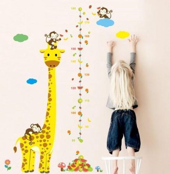 Groeimeter sticker Giraffe, aapjes en fruit | bol.com