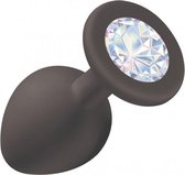 Lola Toys - Emotions - Buttplug met Diamant - Anaal - Siliconen - Maat M - 33mm - Zwart met Maansteen Diamant