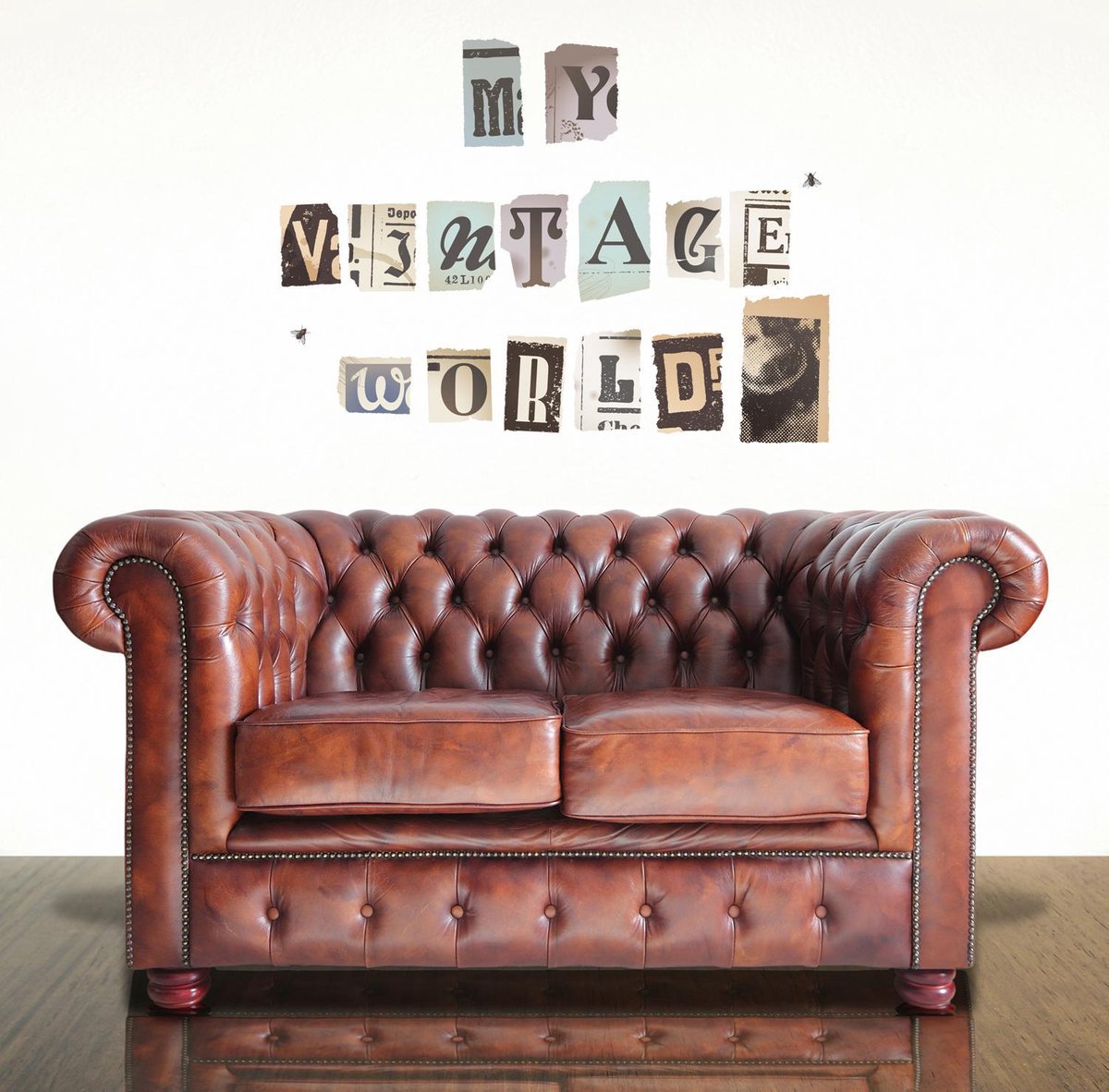 Walplus - Muursticker - Vintage Krantenknipsels Hoofdletters - Multicolor