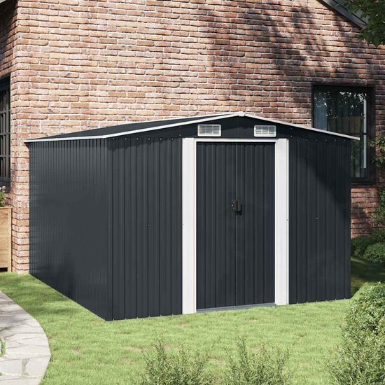 vidaXL - Tuinschuur - 257x298x178 - cm - metaal - antracietkleurig