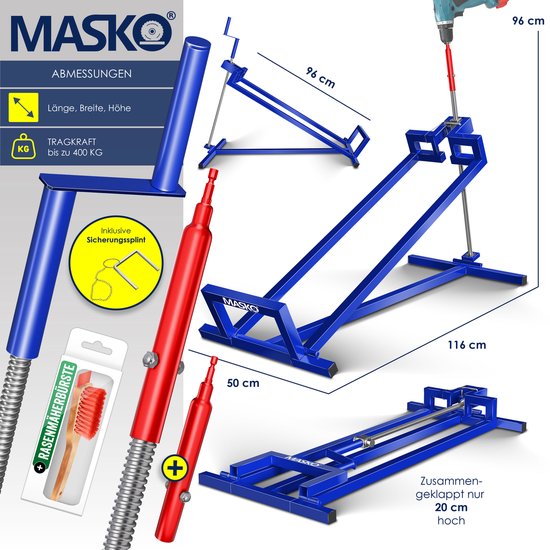 MASKO® Zitmaaierkrik 400kg Lift voor Zitmaaier met Adapter - Zitmaaierlift Krik Systeem van MASKO® — afbeelding 5