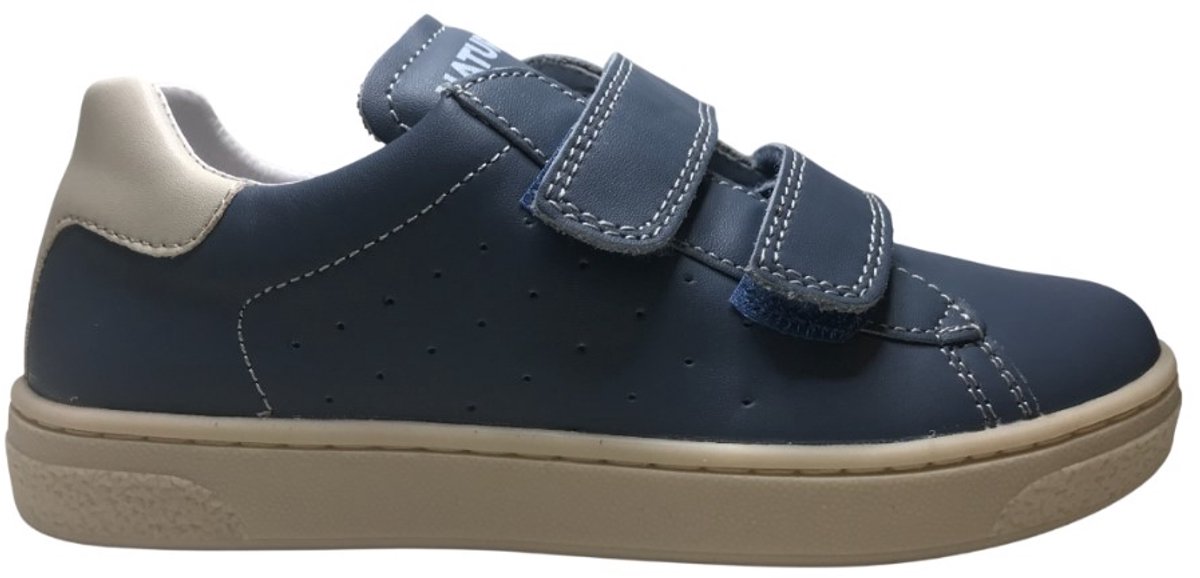 Naturino - Hasselt 2 - Mt 27 - velcro's effen lederen sneakers - blauw/wit