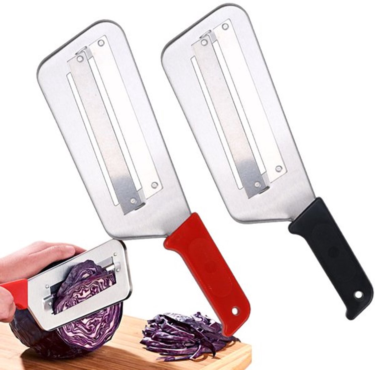 Daity 2-delige set - Koolsnijder van roestvrij staal - multifunctionele groentesnijder - geschikt voor koude koolsalades - gemakkelijk schoon te maken en duurzaam keukengereedschap