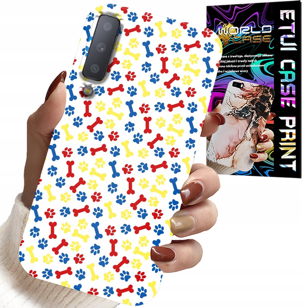 HOESJE VOOR SAMSUNG A7 2018 - PAWS BONES DOG PATROL CARTOONS + GLAS