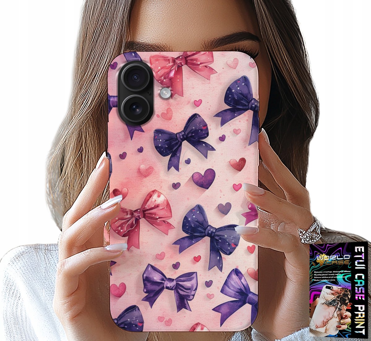iPhone 16 hoesje - Kleurrijke linten, lintpatronen + glas