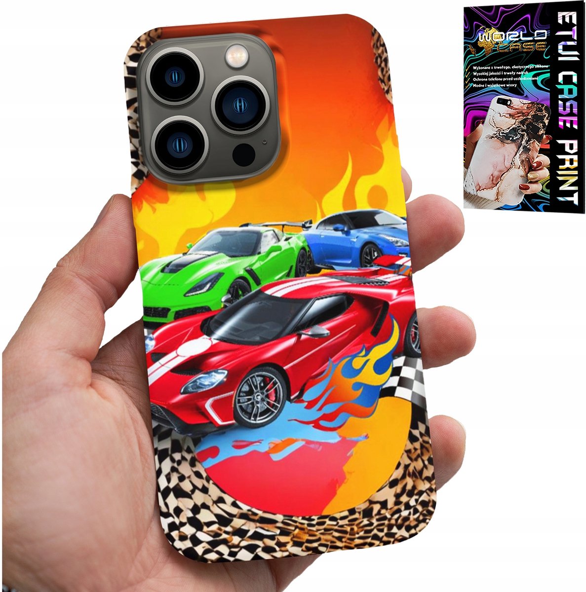 iPhone 16 Pro Max hoesje - voor kinderen, raceauto's + glas