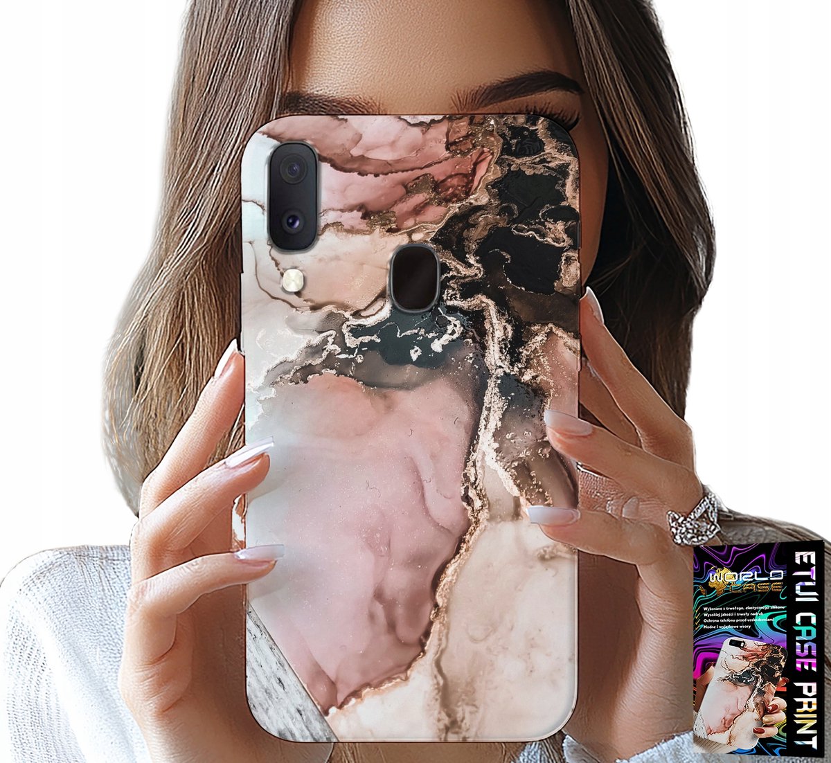 HOESJE VOOR SAMSUNG GALAXY A20E - ELEGANT MARMERMODE + GLAS