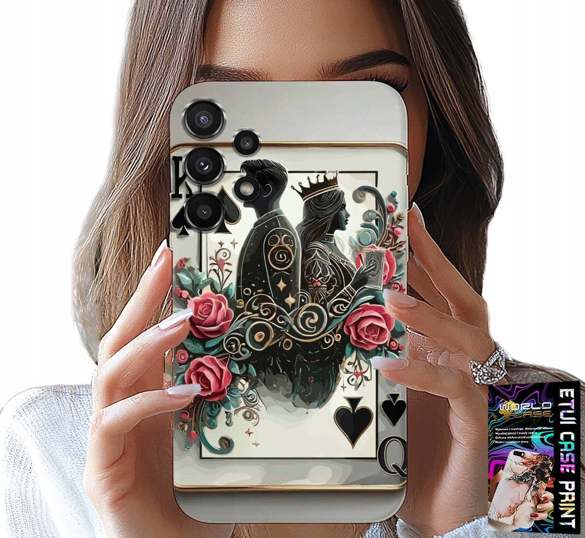 HOESJE VOOR SAMSUNG GALAXY A13 4G - KING QUEEN POKERKAARTEN + GLAS