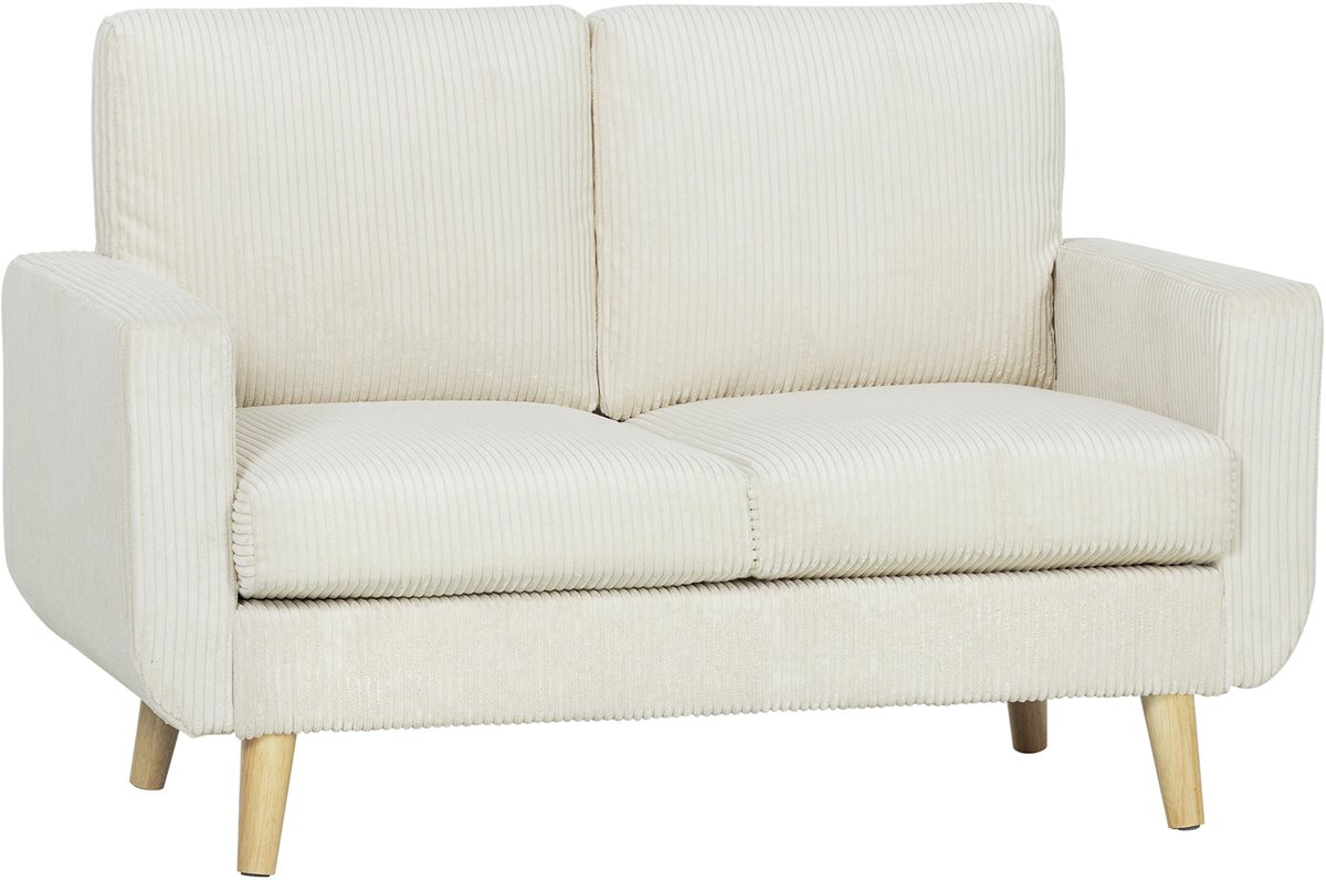 HOMCOM Tweezitsbank - Corduroy - 134 x 74 x 84 cm - Crème